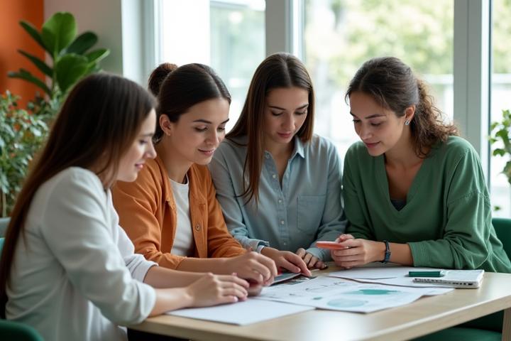 Team of diverse wellness experts collaborating in a bright, modern office