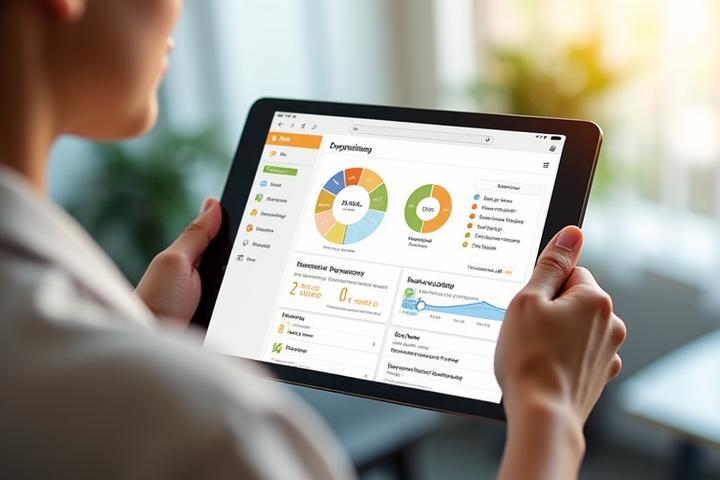 Modern wellness app interface on a tablet, showcasing personalized health data and progress tracking