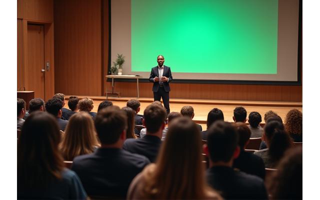 Expert speaker presenting to an engaged audience at a wellness seminar.