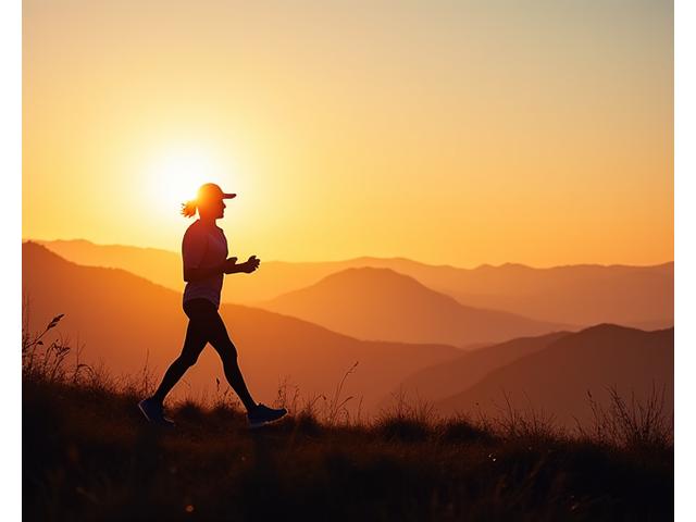 Silhouetted figure in a dynamic pose during a morning run, representing effective movement.