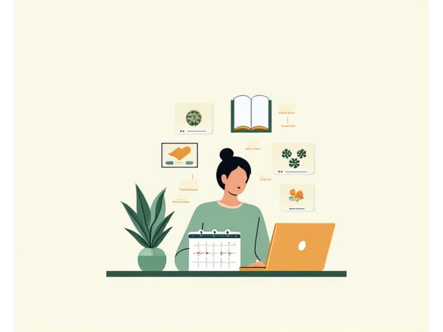Illustration of a person thoughtfully planning their daily schedule with elements symbolizing work-life balance, boundaries, and personal wellness, representing a redesigned, burnout-resistant lifestyle.