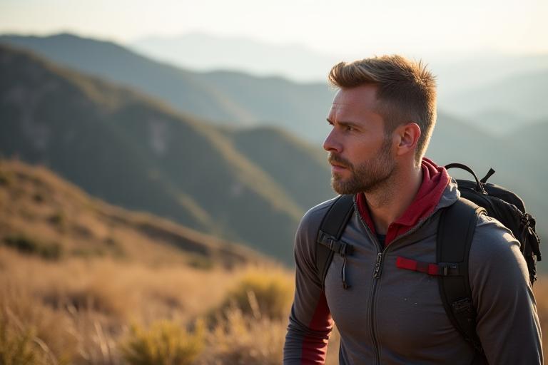Man engaged in a focused, active outdoor pursuit, symbolizing masculine wellness