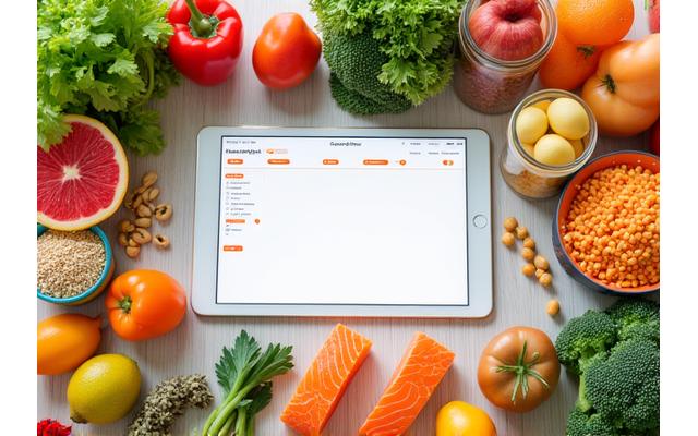 A vibrant, fresh meal prep scene with healthy ingredients, reflecting custom nutrition plans and local Boulder resources like farmers markets.