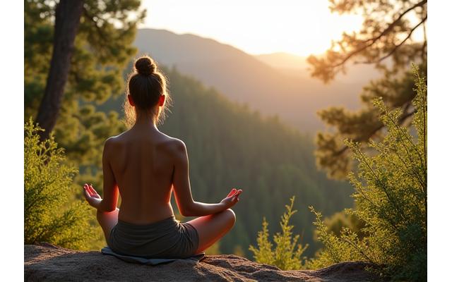 A person practicing mindfulness outdoors in a peaceful Boulder setting, symbolizing tailored stress management techniques.