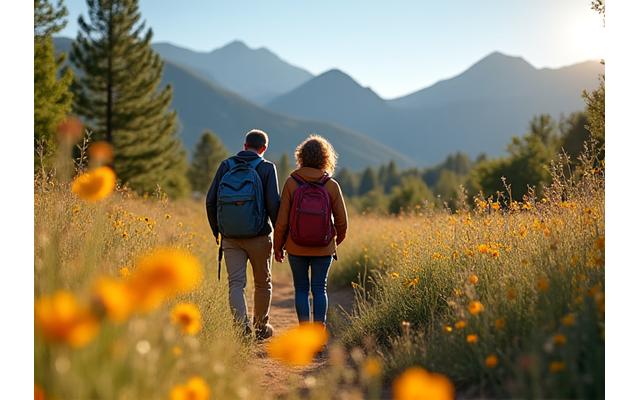 Boulder community members enjoying outdoor activities like hiking and farmers markets